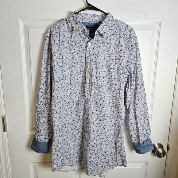 Banana Republic Slim Fit‎ Floral Shirt Blue/White Men's L - Picture 1 of 8